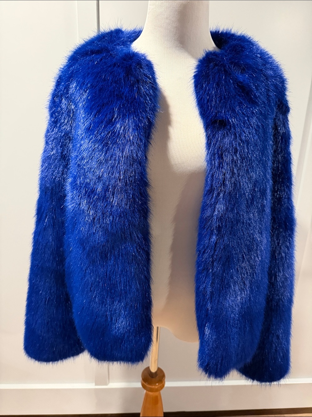 Blue Faux Fur Jacket - Women's Luxe Coat